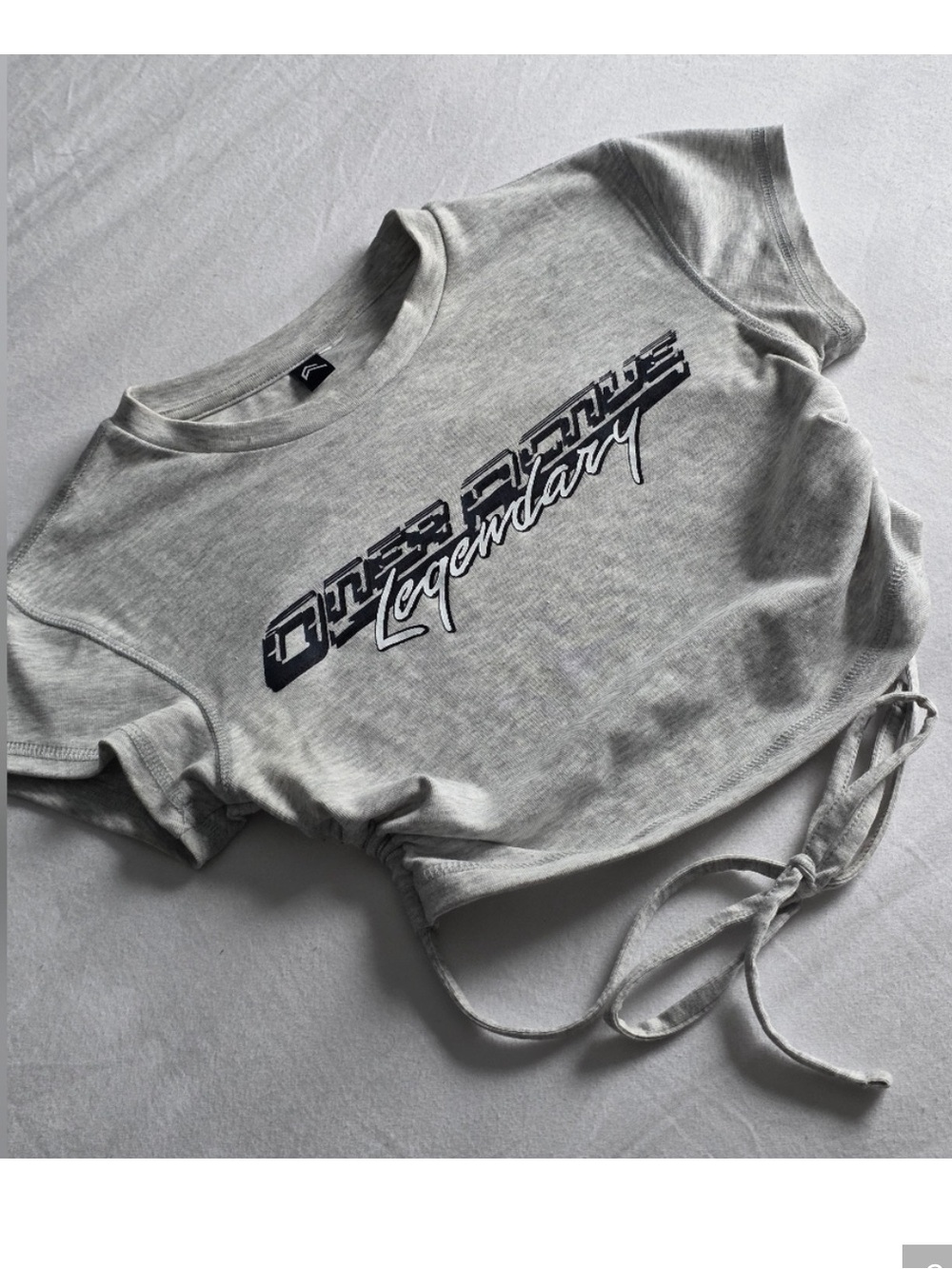 ISO Oner Active Light Gray 'Legendary' Drawstring Crop Top